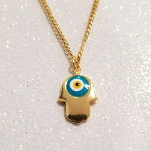 Evil eye gold plated chain necklace